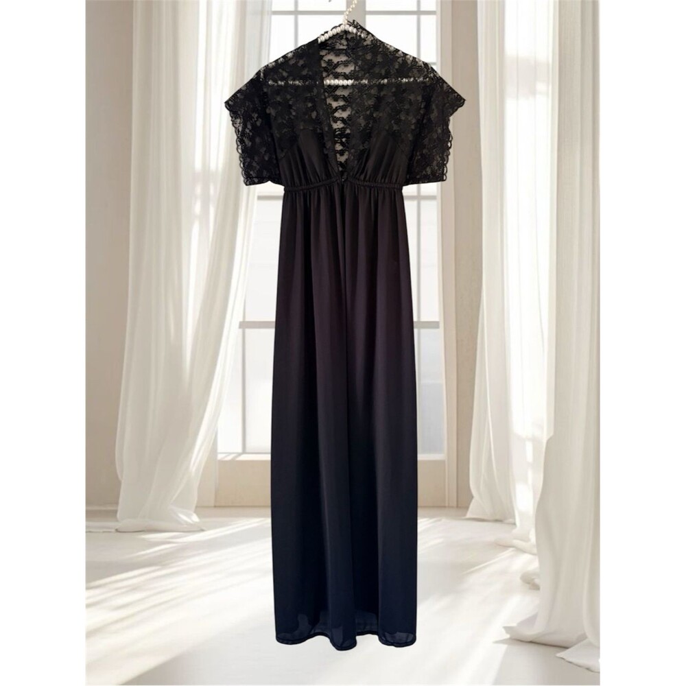 Superbrite by Bradley Black Nylon Lace Open Robe Size M